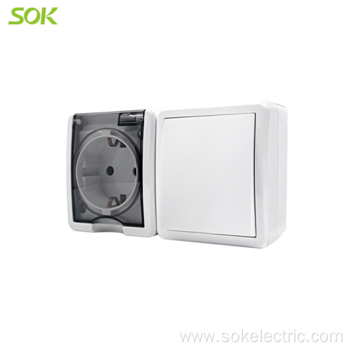 Schuko Power Outlet With Shutter 1Gang 1Way Switch